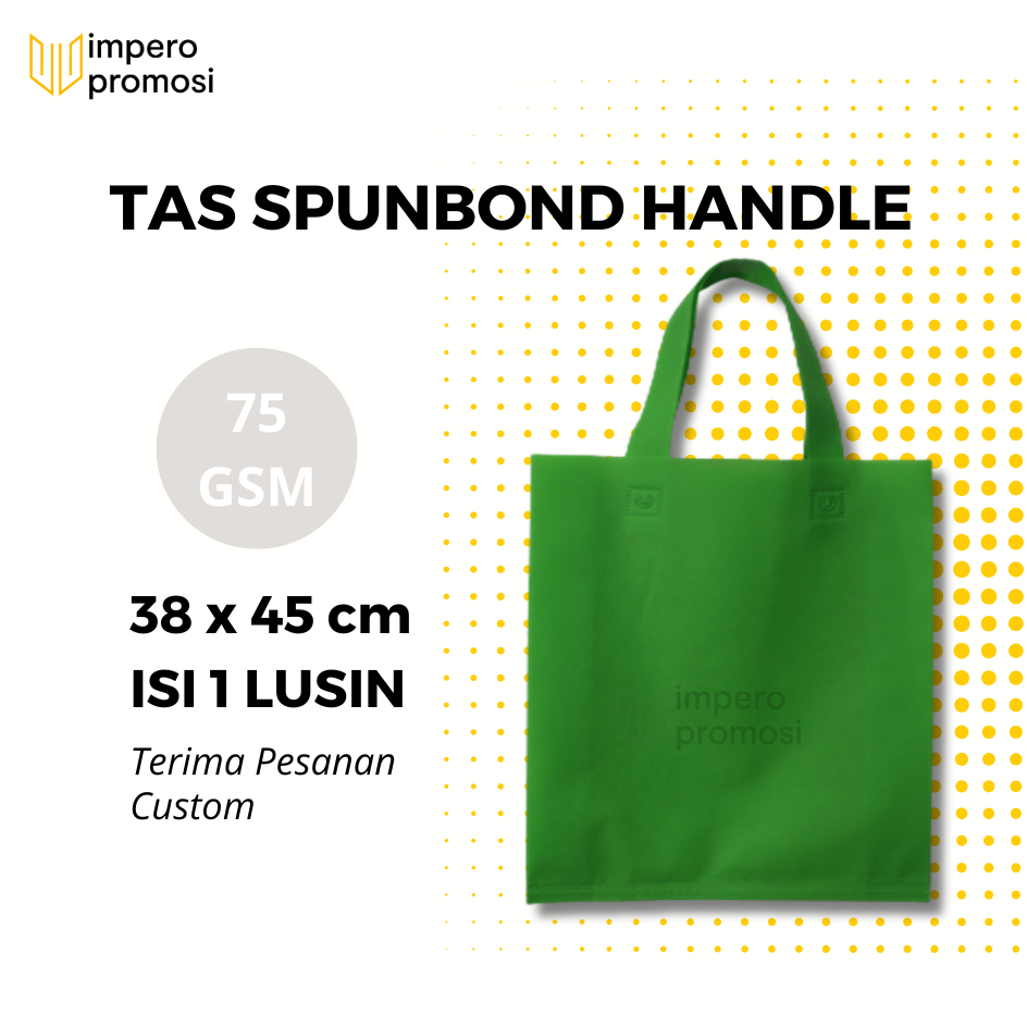 

Impero - GOODIE BAG SPUNBOND HANDLE 38x45 / Harga Satuan / Kantong Belanja Murah (Hijau Muda)