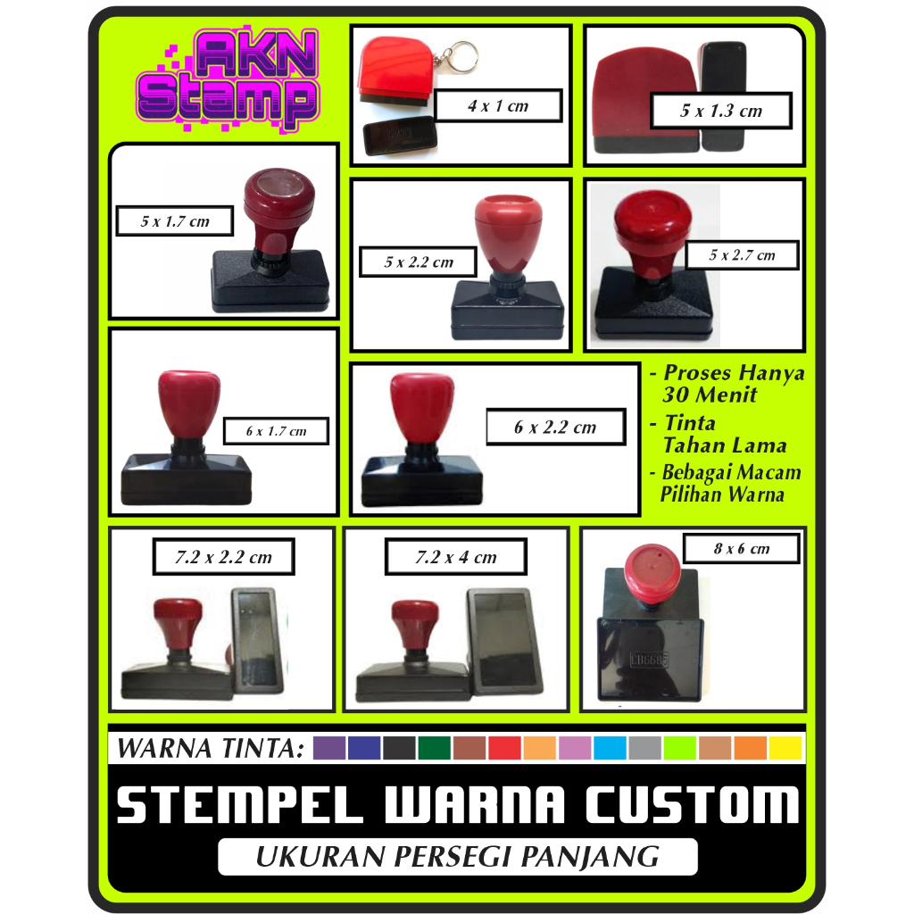 

Stempel Warna Custom - Desain Sesukamu - Proses Cepat