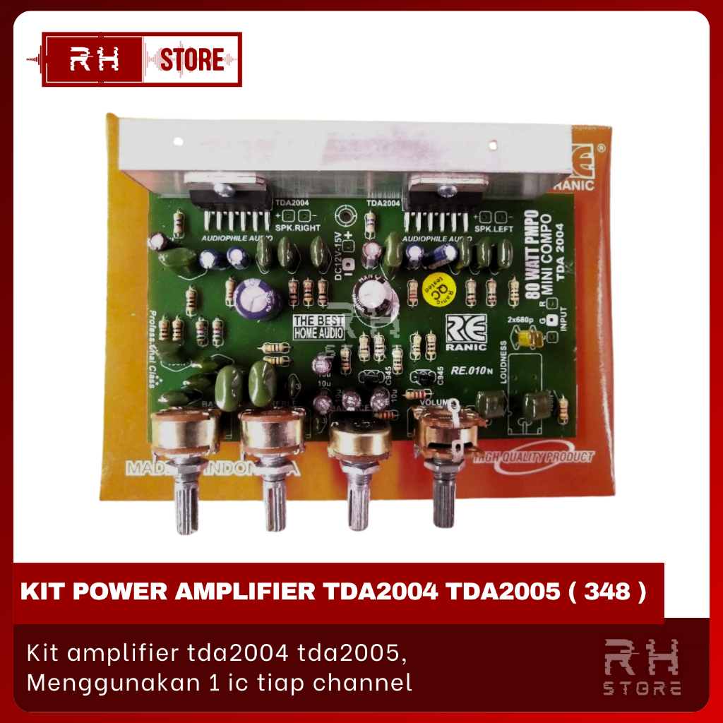Kit Power Amplifier TDA 2004 TDA 2005 Stereo 2x80 Watt Dengan Tone Control Type SA-80