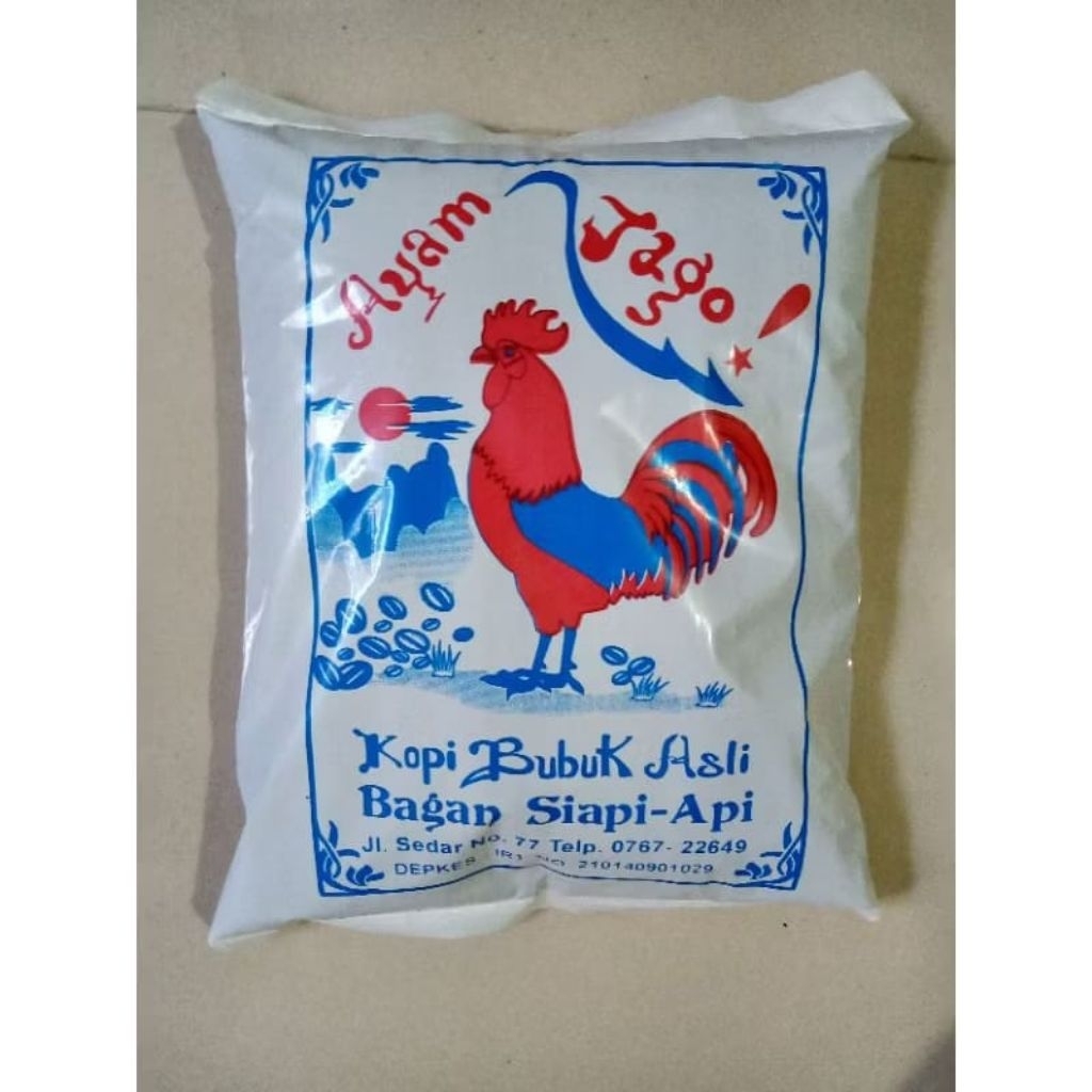 

kopi bubuk robusta merek ayam jago asli 500gram.