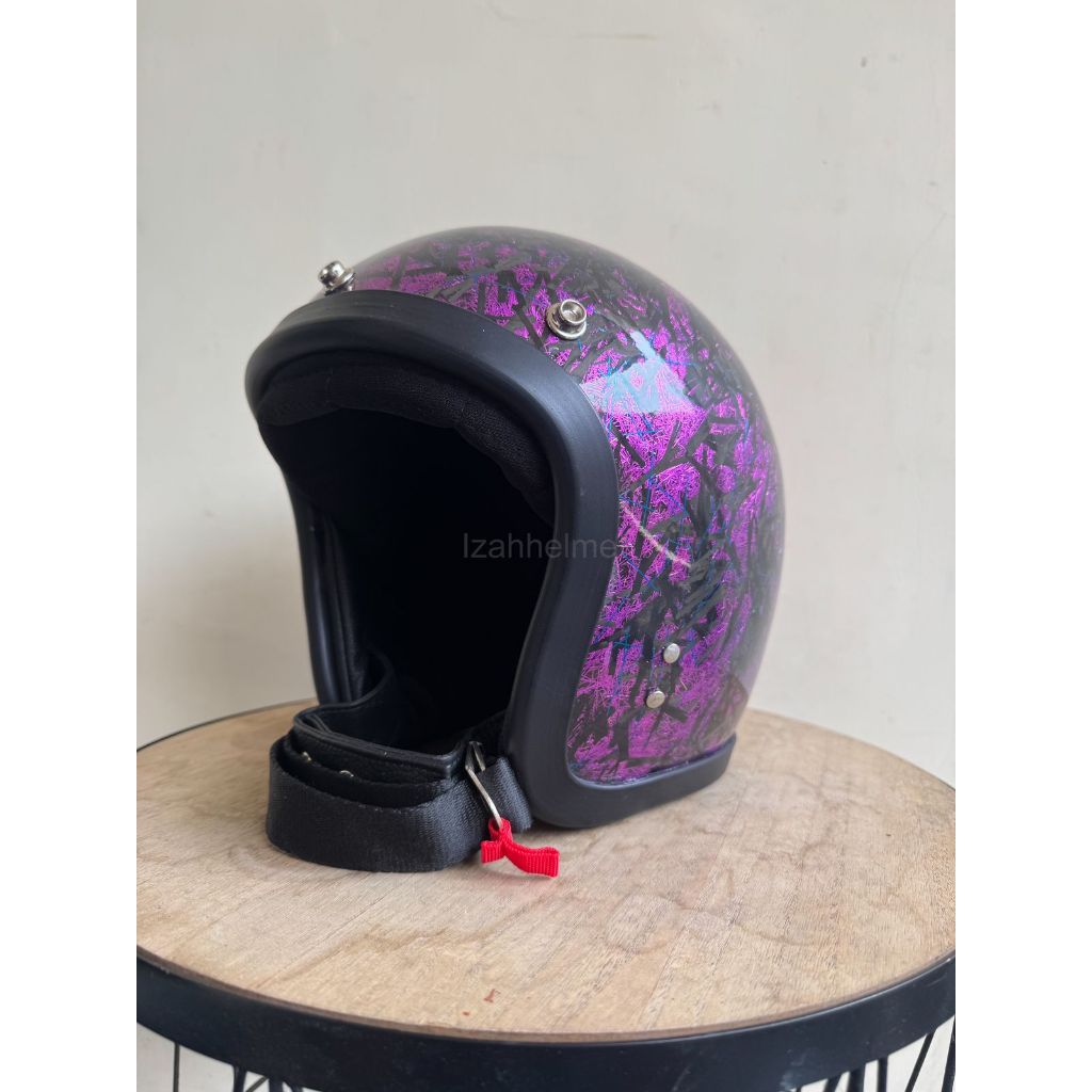 Helm slimhead tx500 custom vintage carbon ungu terbaru