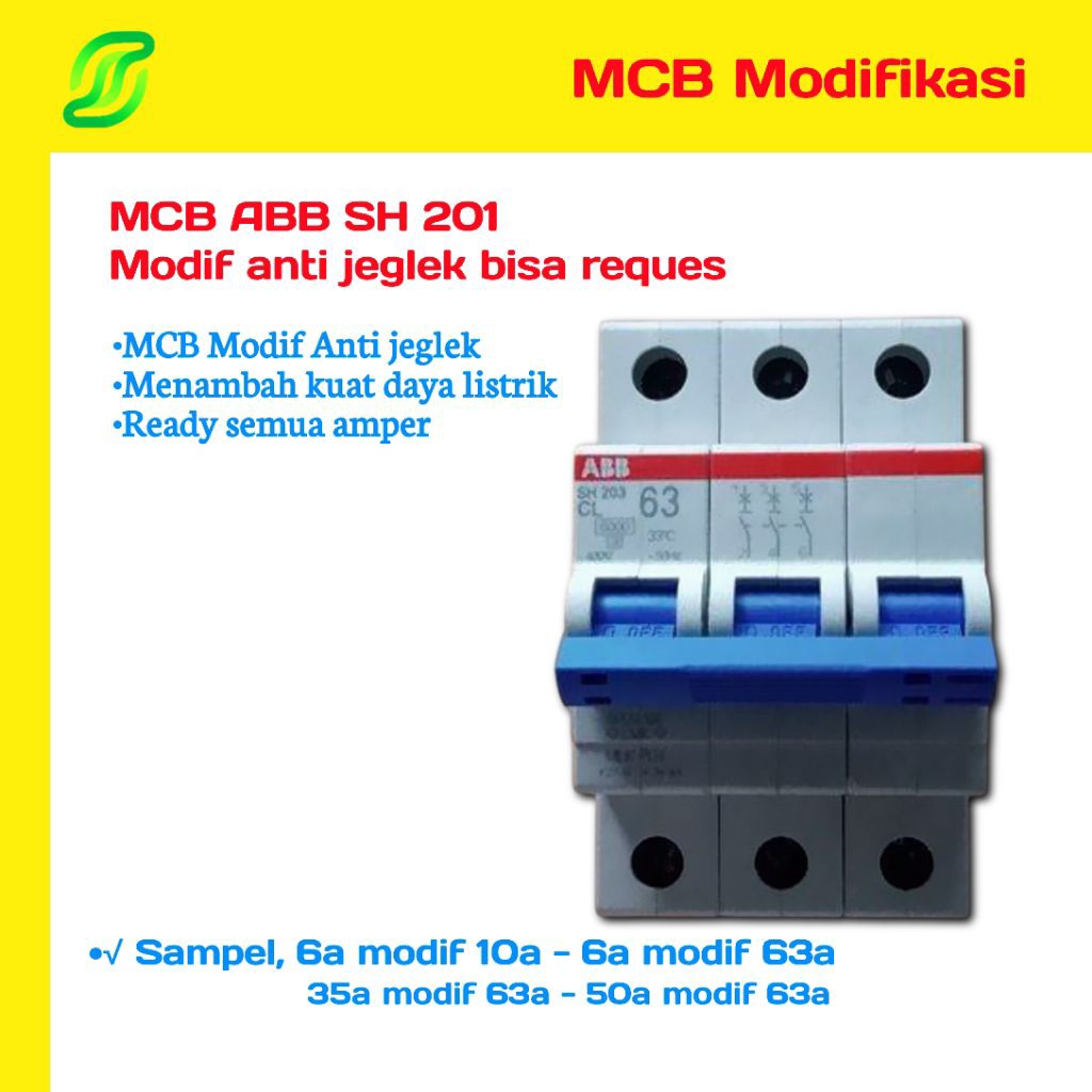MCB ABB SH 201 Modif anti jeglek 6a modif 10a-6a modif 63a
