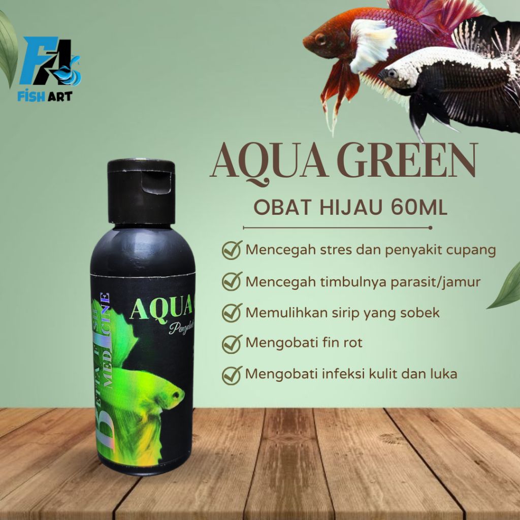 OBAT HIJAU AQUA GREEN UNTUK IKAN CUPANG 60ml | OBAT KUNCUP IKAN CUPANG | PERAWATAN CUPANG SAKIT | OB