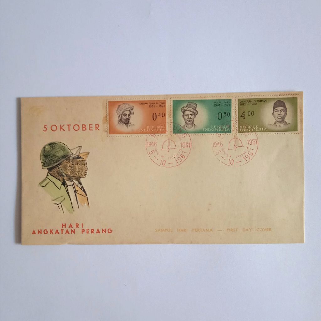 

Antik Vintage Perangko Sampul Hari Pertama Hari Angkatan Perang Terbit 5 Oktober 1961 Langka Utuh Layak Koleksi