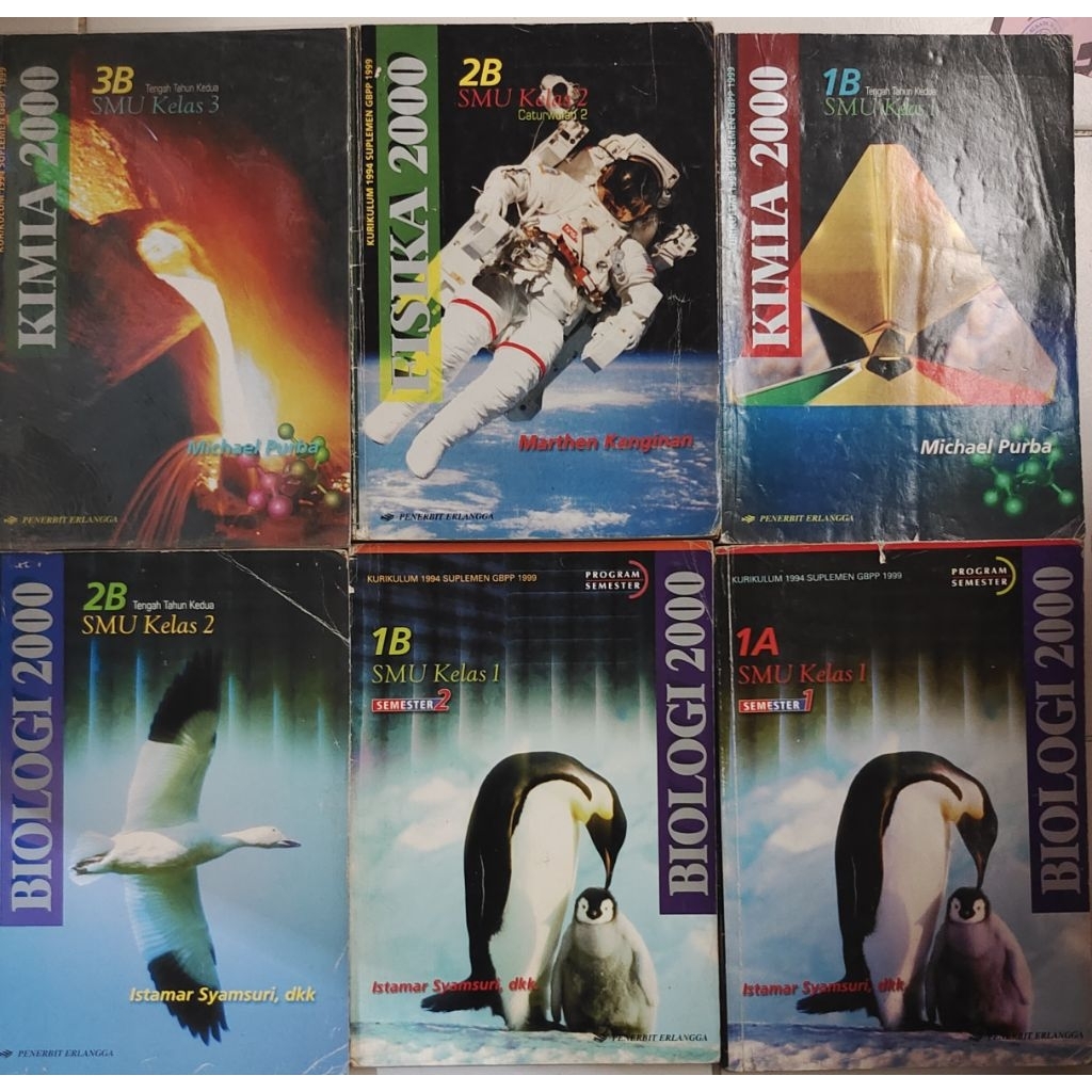 BUKU KIMIA 2000  DAN BIOLOGI 2000.FISIKA 2000 SMU KURIKULUM 1994 MICHAEL PURBA BEKAS ORIGINAL