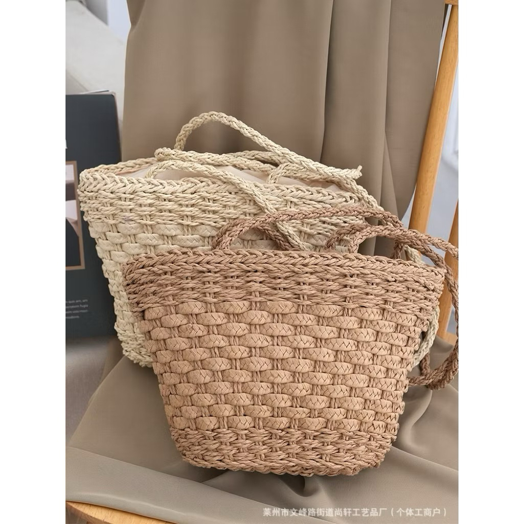 Tas Bahu Wanita Tas Pantai Cewek Woven Shoulder Straw Bag LD 5156