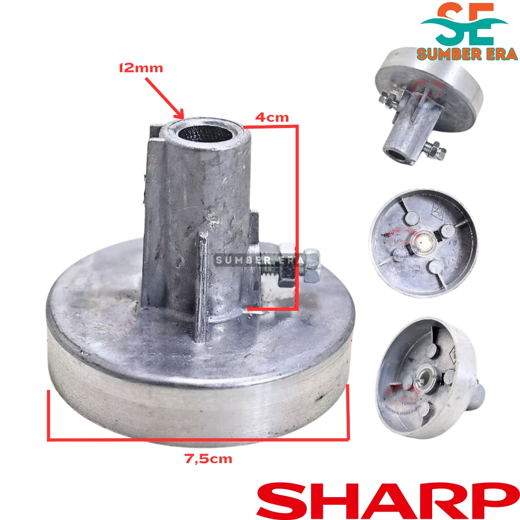 Pully Spin Mesin Cuci Sharp / Puli Pengering Sharp/ Tiang As Dinamo Pengering Mesin Cuci / Puli Spin