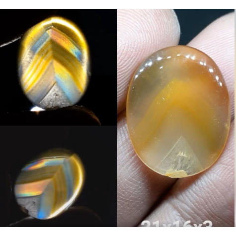 Natural Batu Akik Motif Gambar Pangkat Junjung Derajat Drajat Pelangi Antik 1