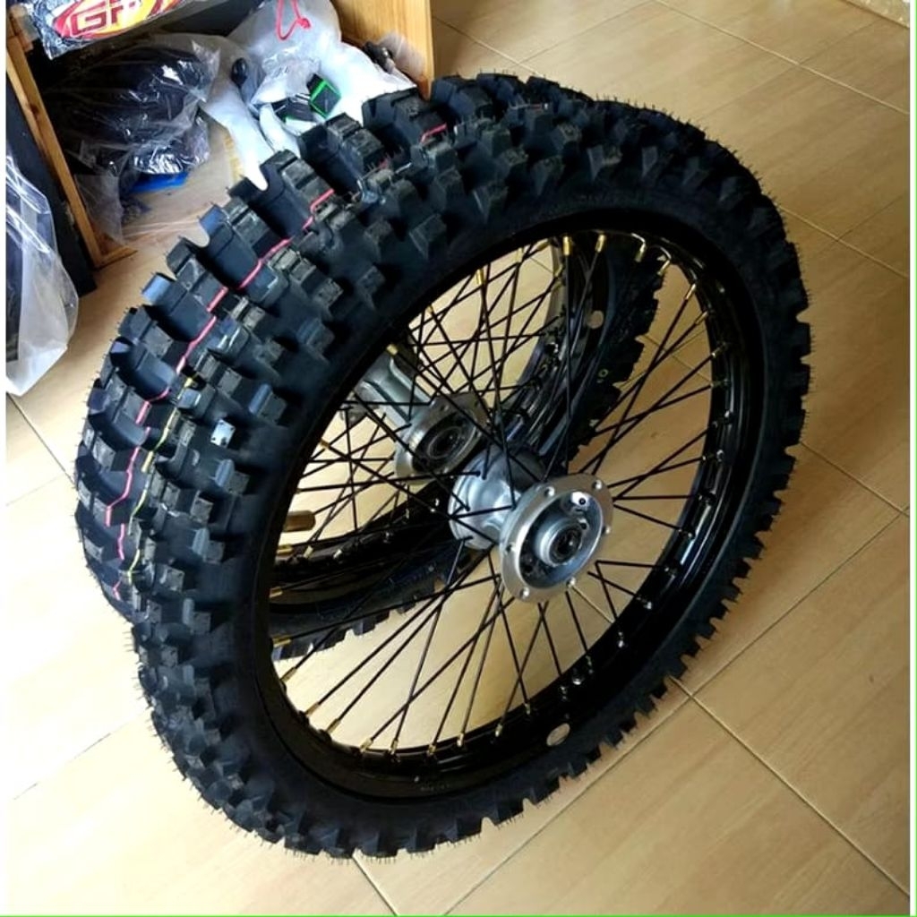 VELG PAKETAN SET  KLX 150 DTRACKER 150 RING 18 X 21 VELG ROSSI BAN PRIMAX GODZILA