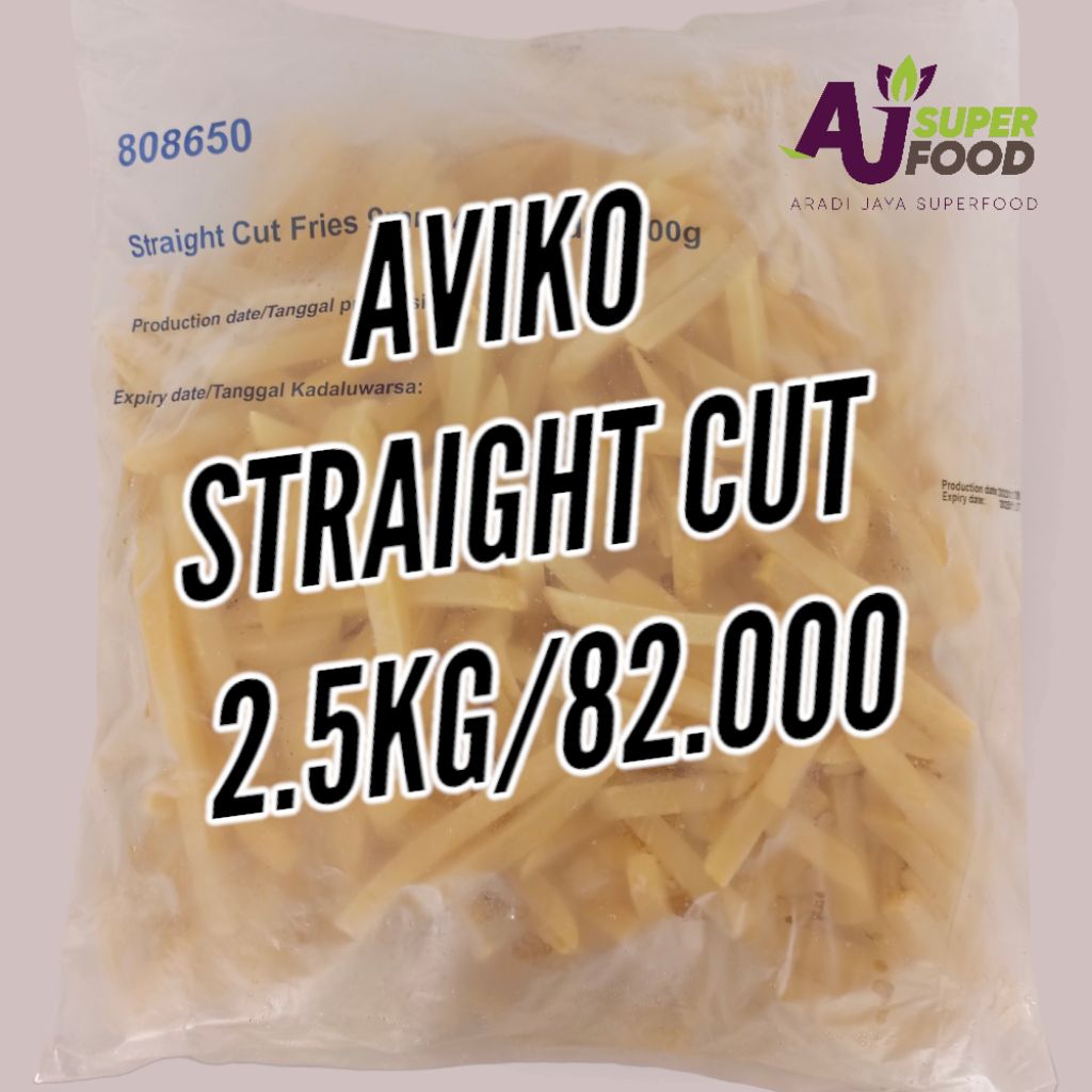 

kentang goreng Frozen 2.5kg straight cut fries 9.5mm AA Grade Aviko