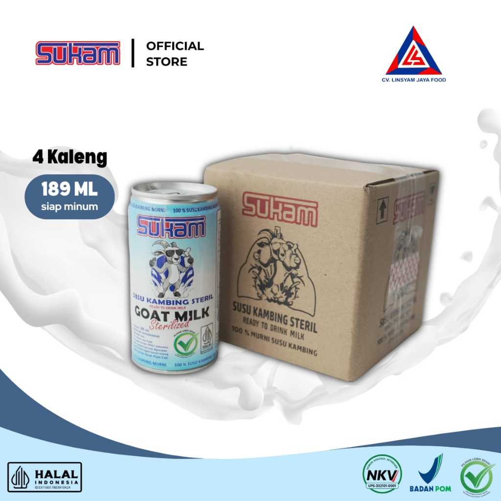 

SUKAM-susu kambing steril | susu kalengan | susu murni. 189ml x 4 kaleng