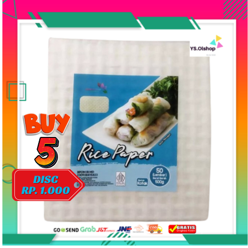 

Rice Paper KOTAK 500 g isi 50 lembar - Banh Trang 22cm - Kulit Lumpia Vietnam- Rice roll- Salad Wrap