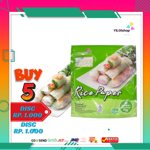

Rice Paper Bulat 100 g isi 10 lembar - Banh Trang 22cm - Kulit Lumpia Vietnam- Rice roll- Salad Wrap