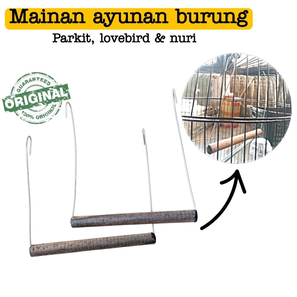 Mainan ayunan burung kayu dowel sonokeling ayunan burung