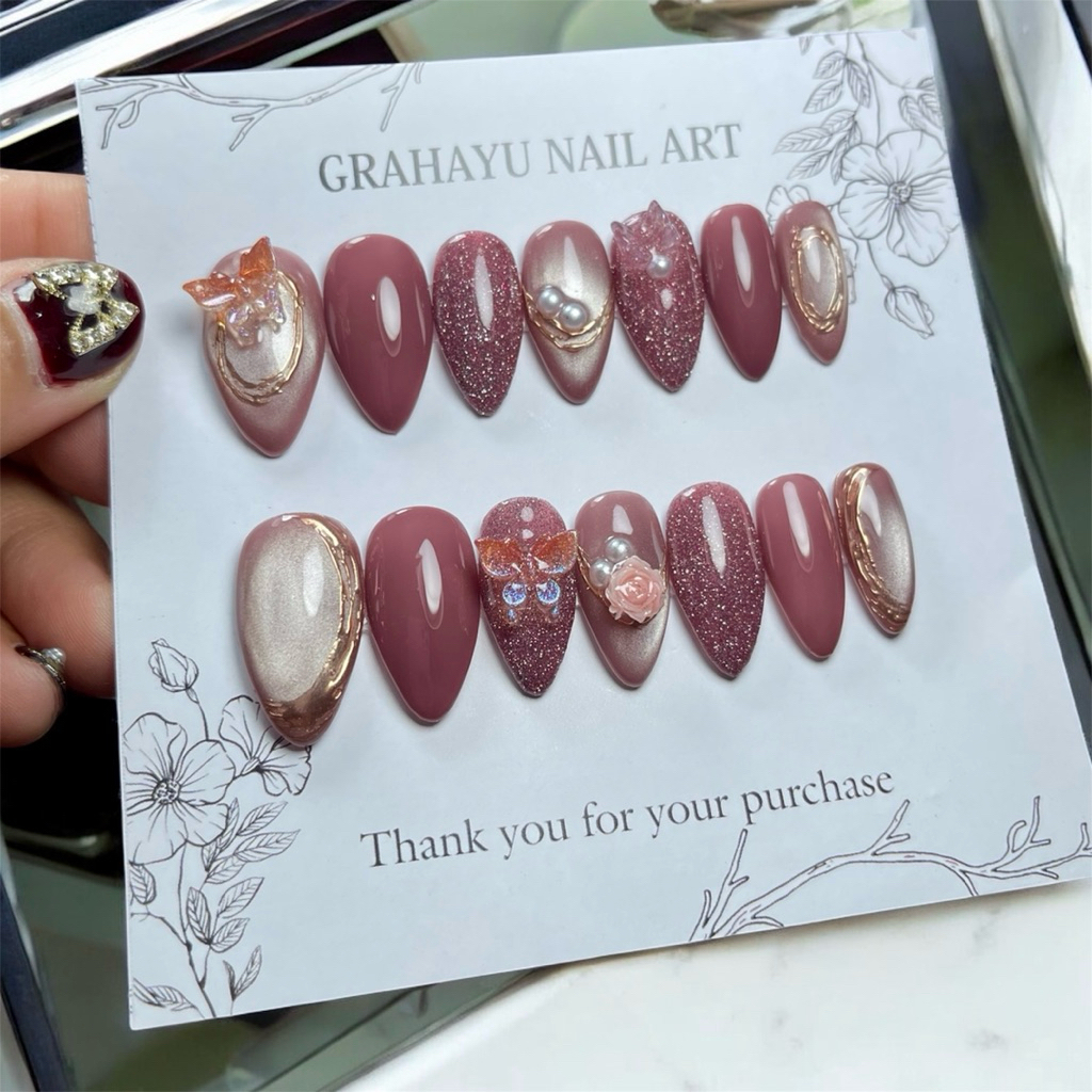 NEW!! kuku palsu handmade nail art / press on nails / kuku palsu wisuda / kuku palsu lamaran