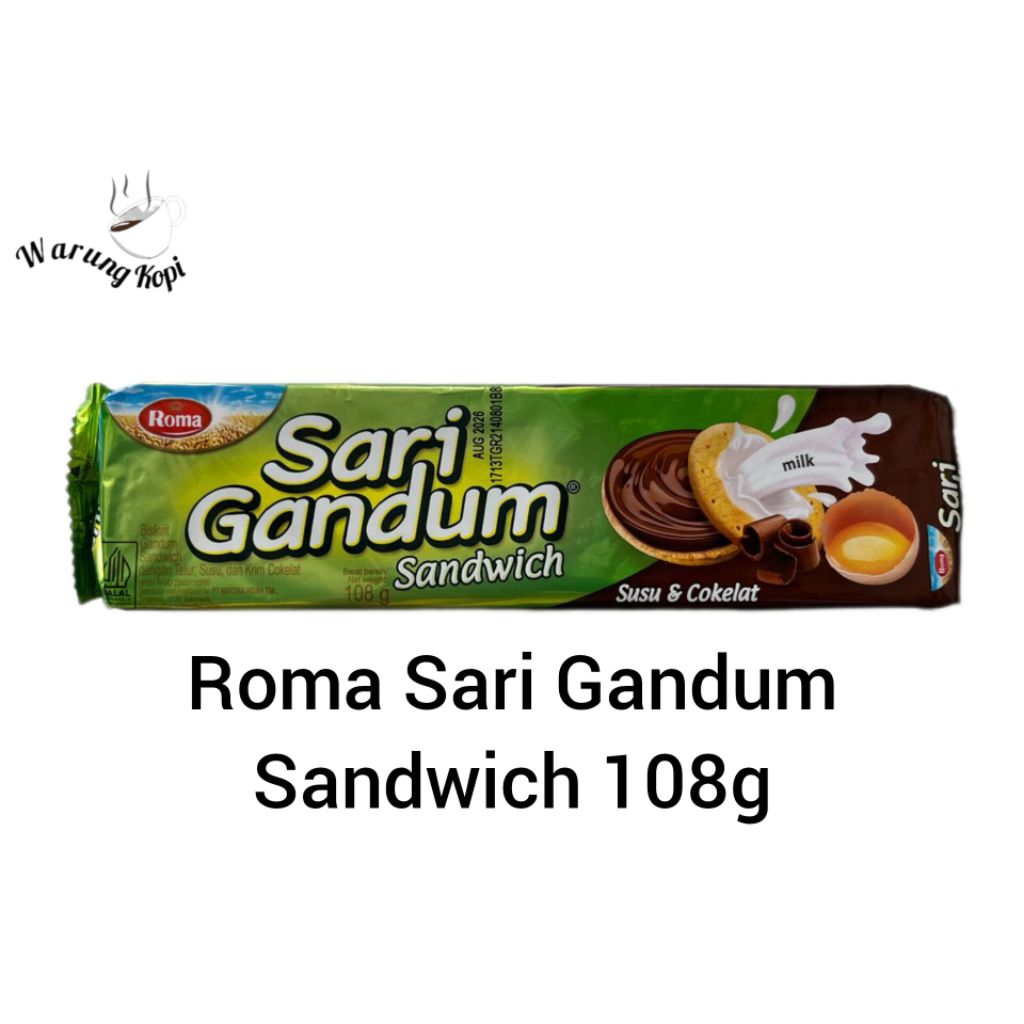 

Roma Sari Gandum Sandwich Coklat 108g