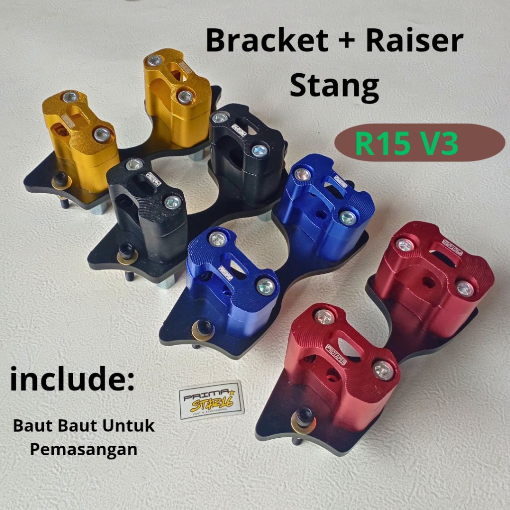 Breket Dudukan Plus Raiser Stang RZR Fatbar Baplang Yamaha R15 V3 VVA Braket Dudukan Stang