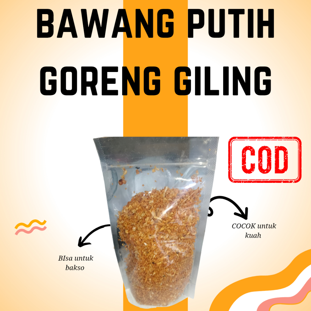 

Bawang Putih Goreng Giling COD Bisa untuk Bakso, bumbu kuah, kemasan 200 gr, kemasan ziplock