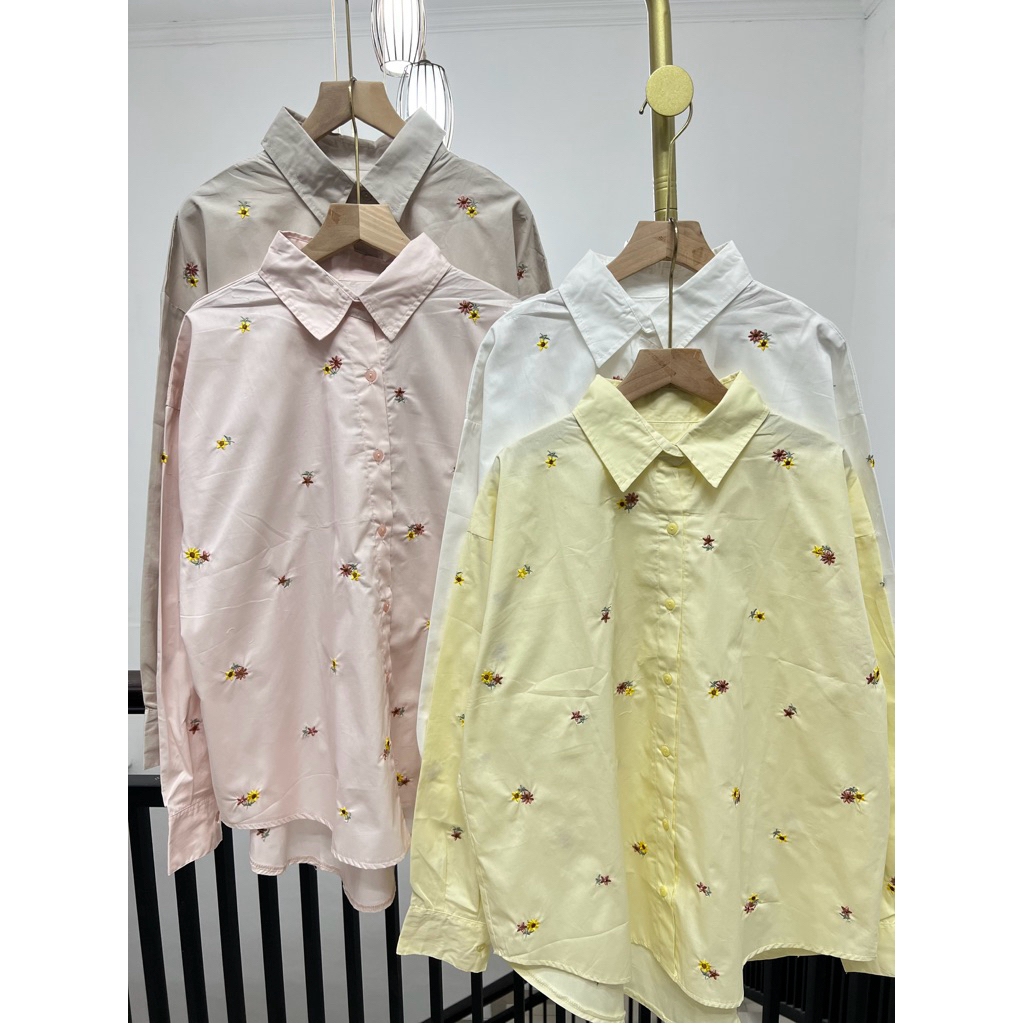 kemeja bordir bunga / kemeja oversize bordir bunga /atasan oversize bordir bunga /kemeja bordir bung