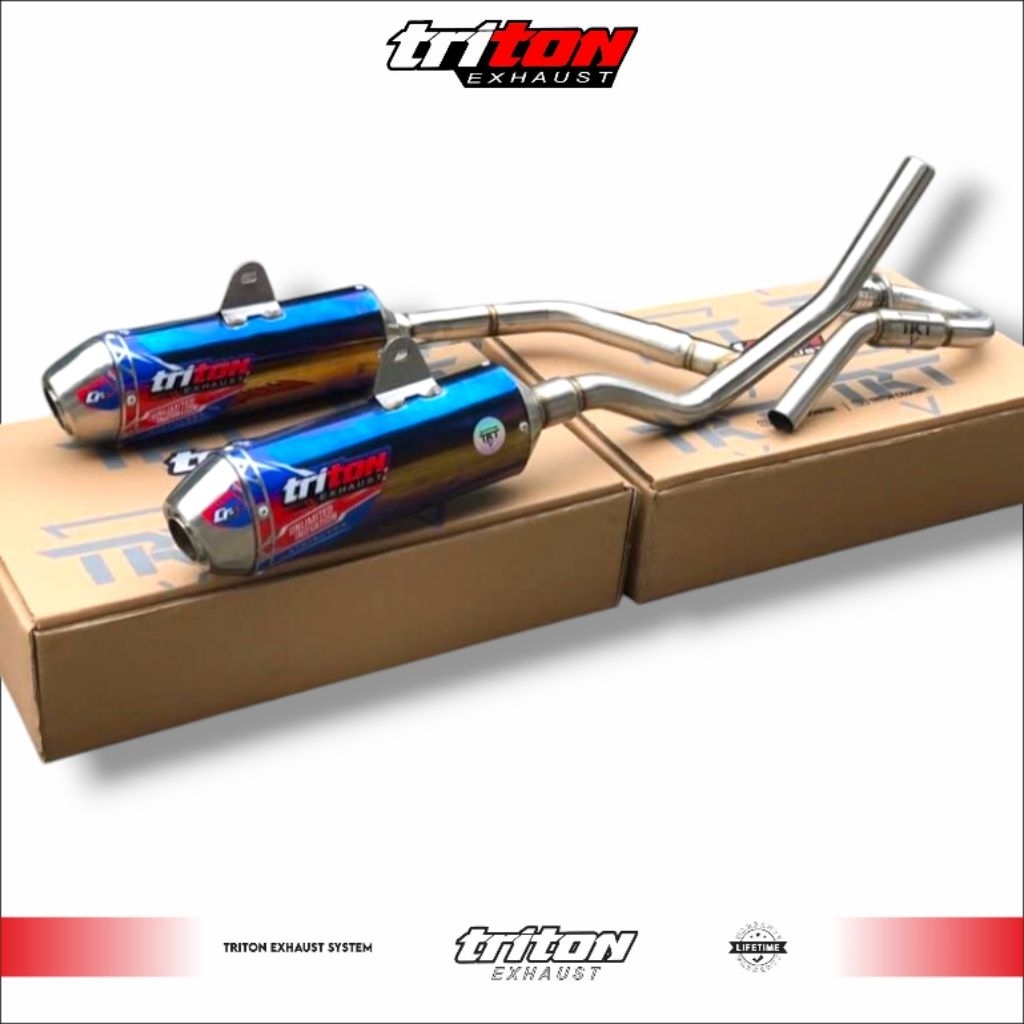 Knalpot Double Muffler CRF 150, KLX 150, WR155, Dtracker Triton Exhaust type Cr-5 Series