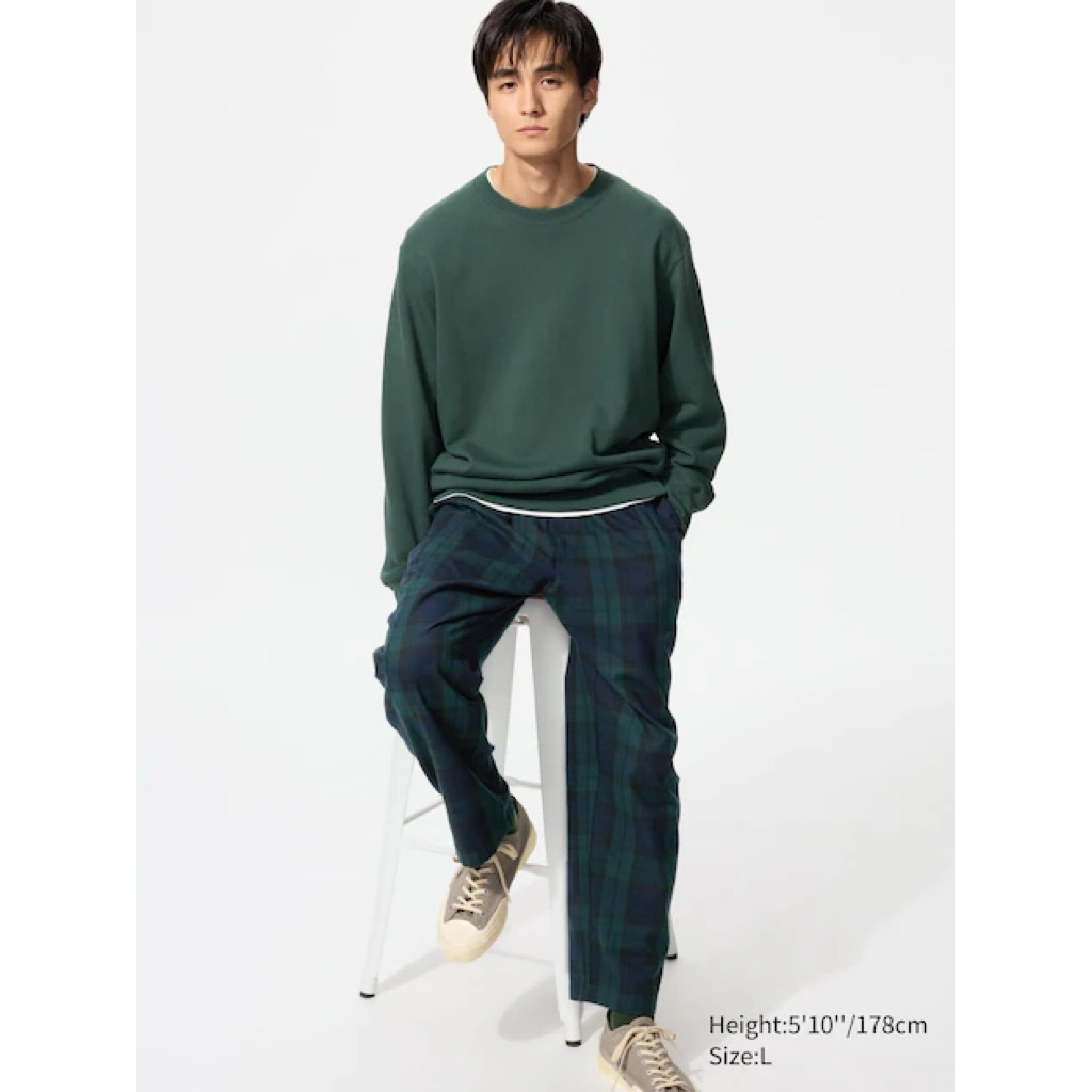 UNIQLO Celana Flannel Ankle Rileks Kotak / Polos Easy Pants Original