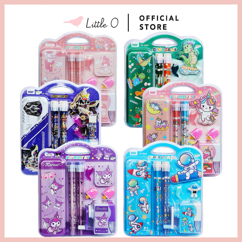 

LITTLE O Set Alat Tulis Anak Set 11in1 10in1 8in1 Alat Tulis Anak Lengkap Goodiebag Ulang Tahun Kotak Pensil Rautan Pensil Hapusan