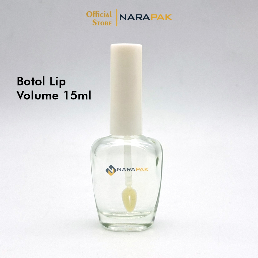 Botol Kaca 15ml aktual isi 13ml Oval Bening Botol Lip Gloss Lip Cream Lip Serum Kuas Lip Lubang Tutu