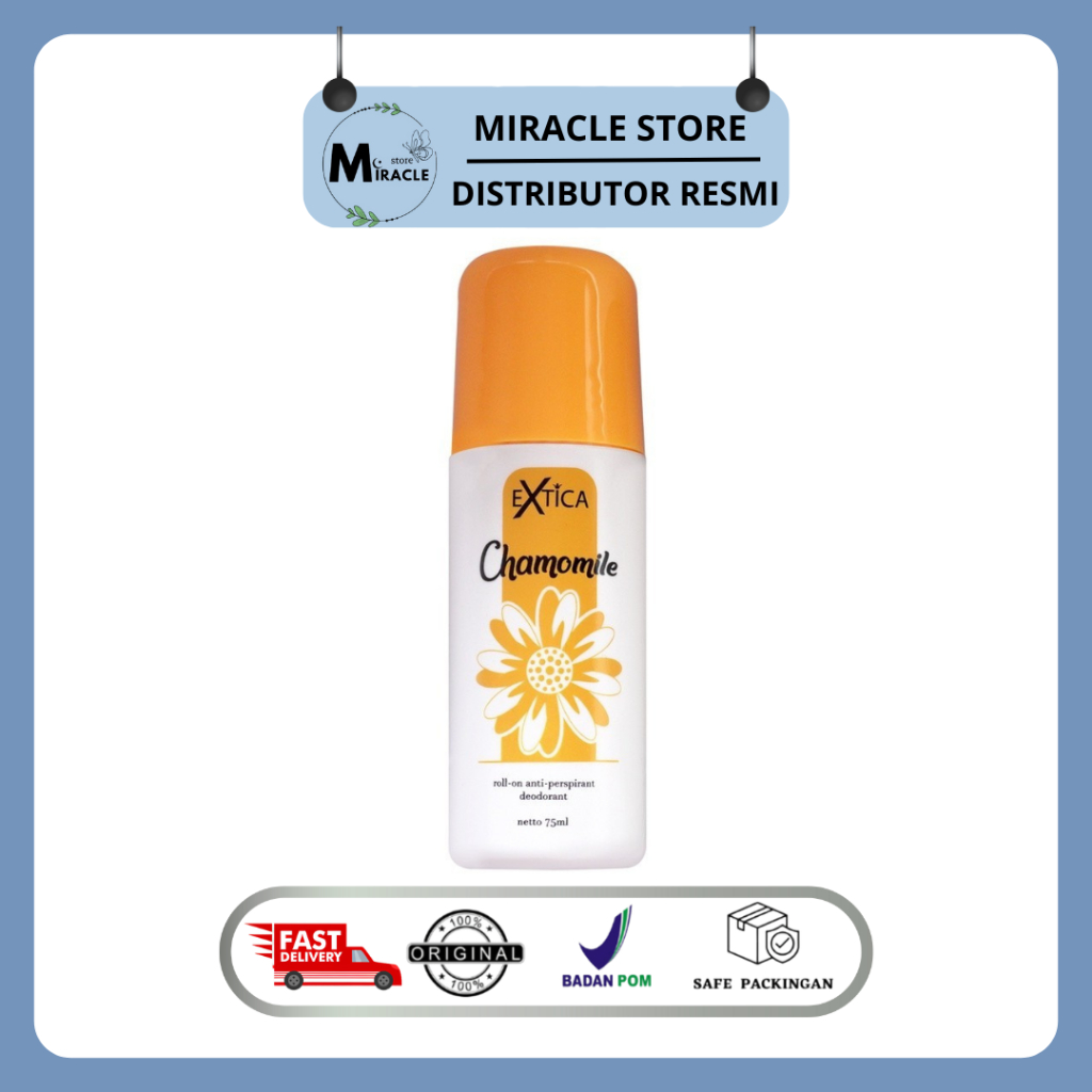 EXTICA Chamomile Deodorant Wanita BPOM 75 ML Anti Perspirant Roll On Penghilang Bau Badan