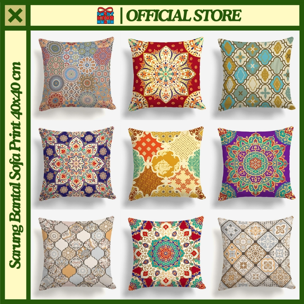 COVER SARUNG Bantal Sofa Print Motif Turkish Geo Series Batik 40x40 cm - Pusat Kado Murah