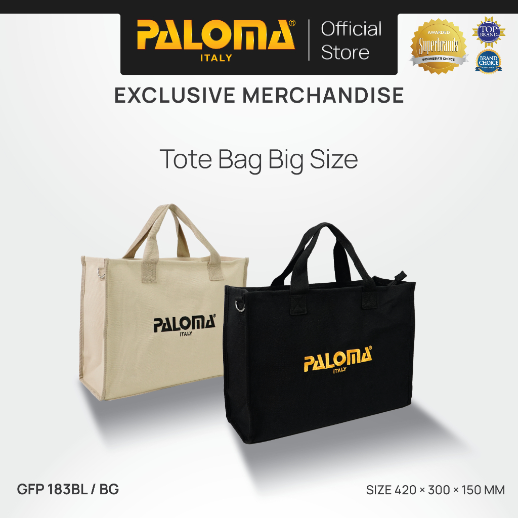 PALOMA Tote Bag Totebag Tas Jinjing Pria Wanita Unisex Casual Kasual Black Hitam Beige Cream Krem GF