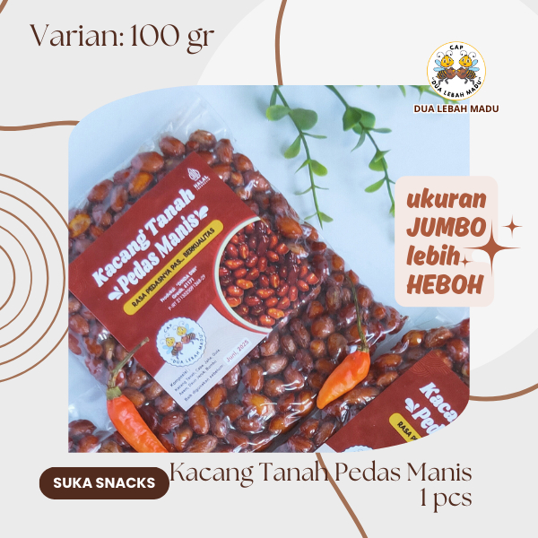 

SS - KACANG TANAH PEDAS MANIS JUMBO 100 GRAM - DUA LEBAH MADU - KACANG BALADO