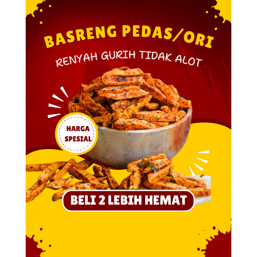 

( Camilan id) BASRENG SULTAN PEDAS VIRAL DAUN JERUK 1KG basreng pedas ndower murah camilan kiloan murah