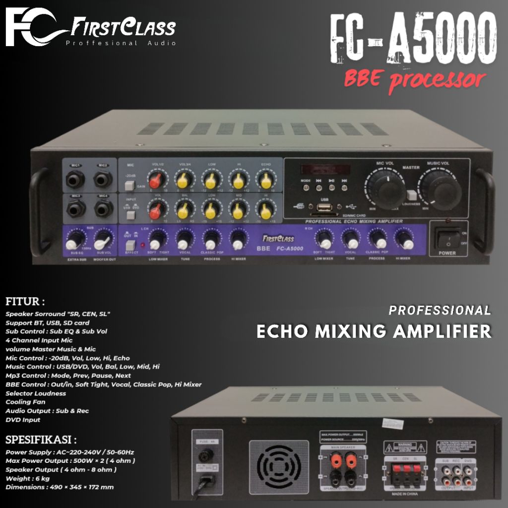 Professional Echo Mixing Amplifier Firstclass Fc a5000 | Amplifier Fc a5000 Amplifier BBE Amplifier 