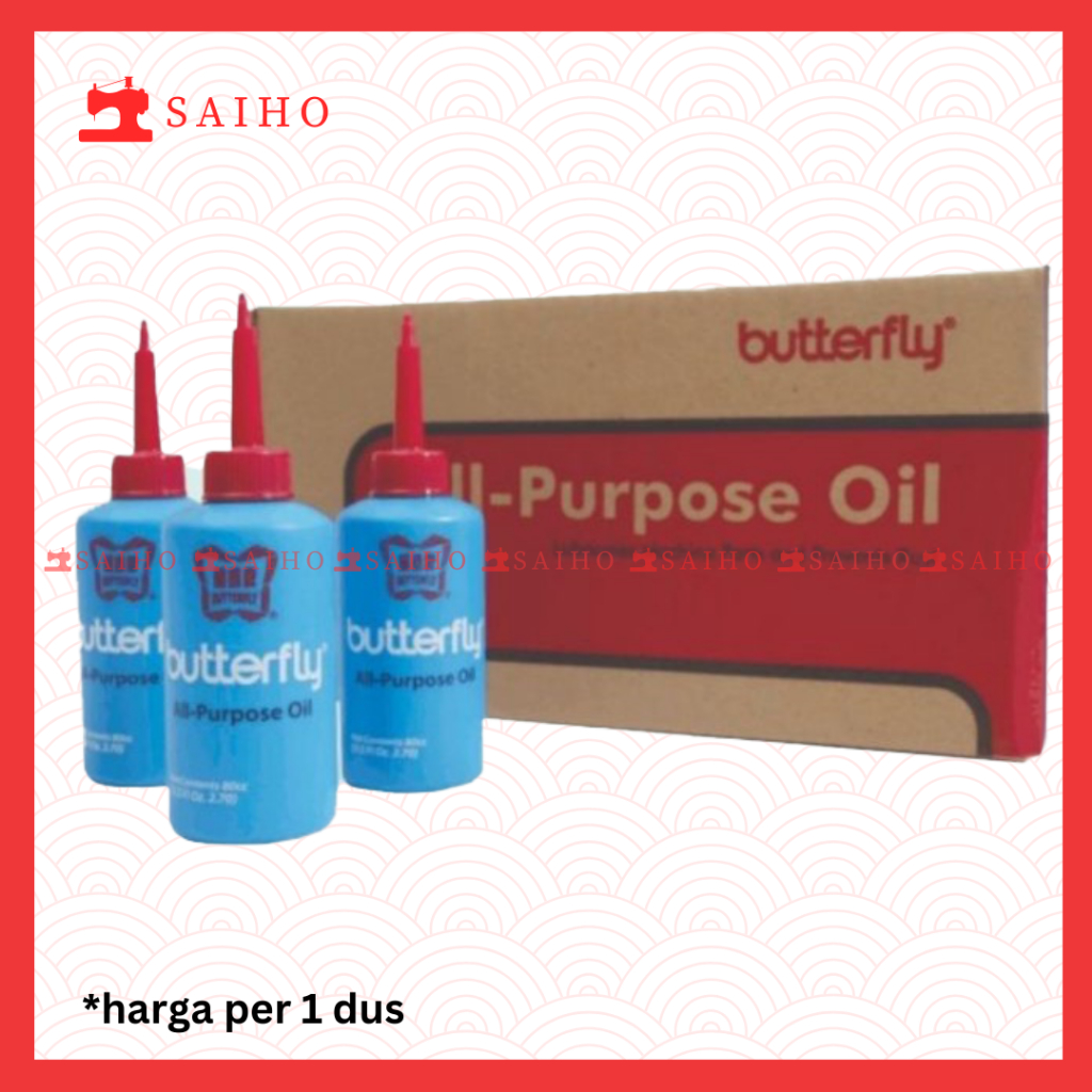 1 Dus (24botol)  BUTTERFLY Minyak Pelumas Mesin Jahit / All Purpose Oil 80 cc | Kualitas sama dengan