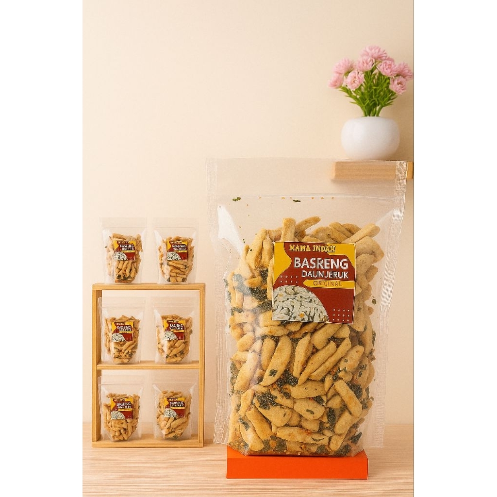 

BASRENG DAUN JERUK ORIGINAL gurih asin sedap mantap bumbu melimpah,ukuran 250 gram