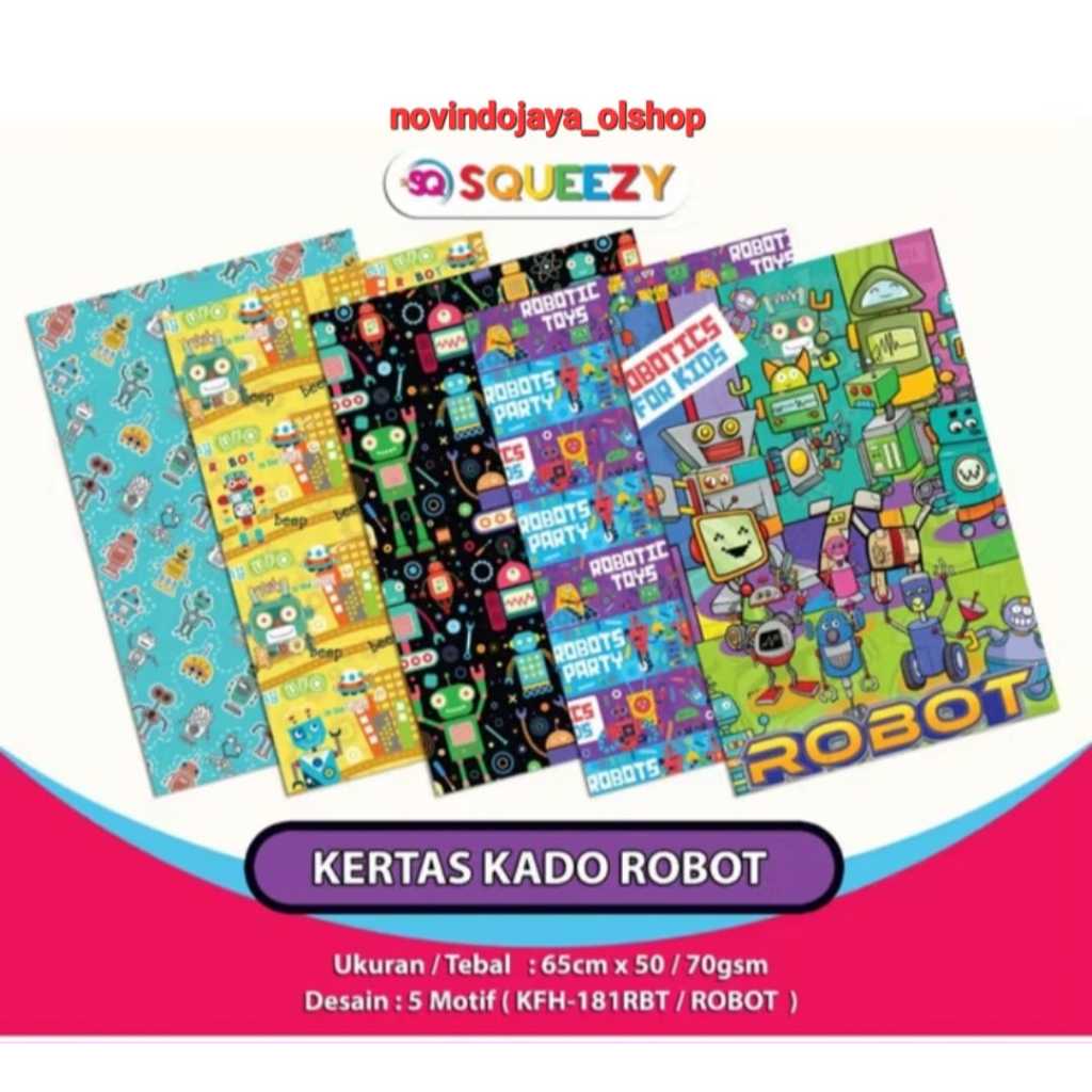 

10PCS KERTAS KADO SQUEEZY 70GR MOTIF ANIMAL CUTE ROBOT ABSTRAK TERMURAH