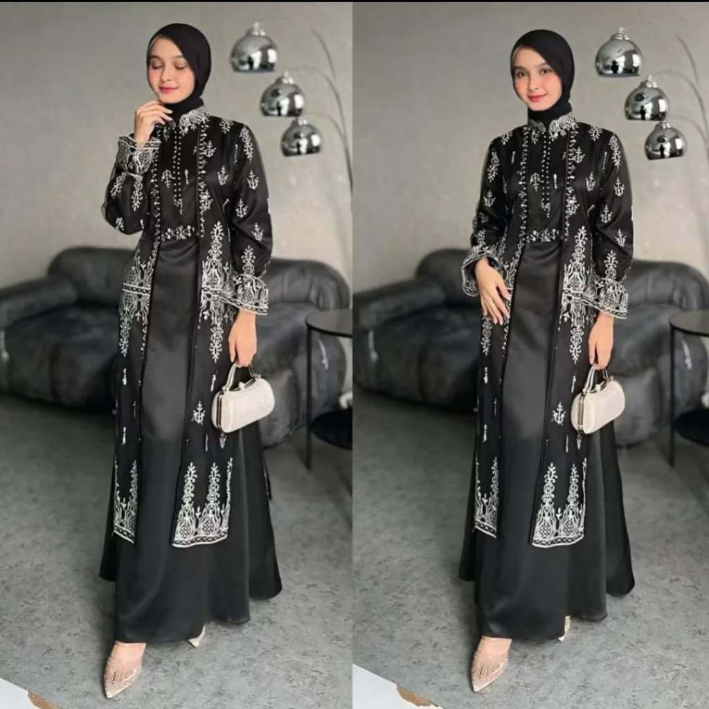 Tiara Dress Velvet Mix Brukat Gamis Terbaru Wanita 2025 Gamis Wanita Muslim Gamis Kondangan Gamis Pe