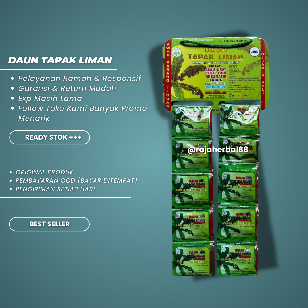 

Kapsul Daun Tapak Liman Original Asam Urat Pegal Linu