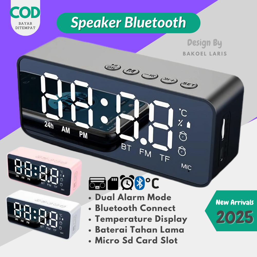 Bakoel Laris _ Speaker Bluetooth SD Card Speaker Bluetooth Mini Alarm  digital Jam  Alarm Suara Kera
