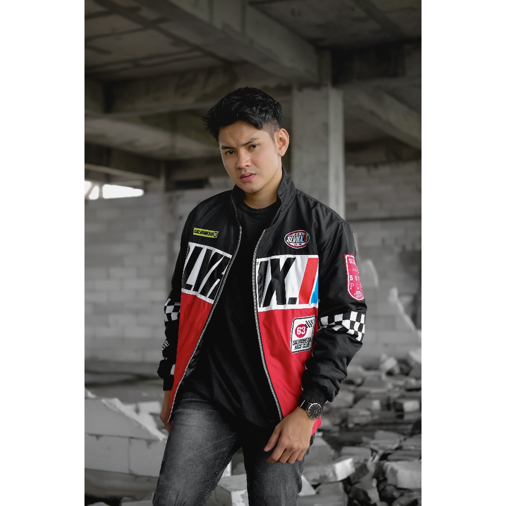 SLVHX - Jaket Pria Nascar Racing Vintage Jacket Motor Weekly Hitam Merah Premium
