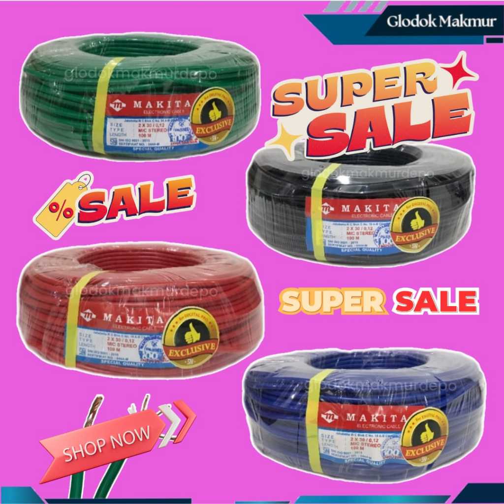 CABLE KABEL MIC MAKITA (2X30) PVC LENTUR 100 METER