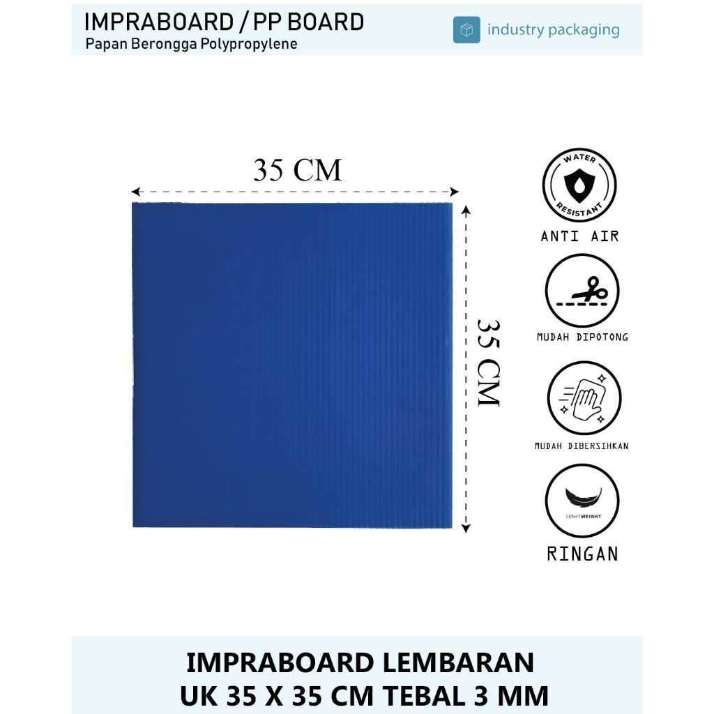 

Impraboard Lembaran Kotak Tebal 3 mm ukuran 35x35 cm PP Board ART Board Food Grade
