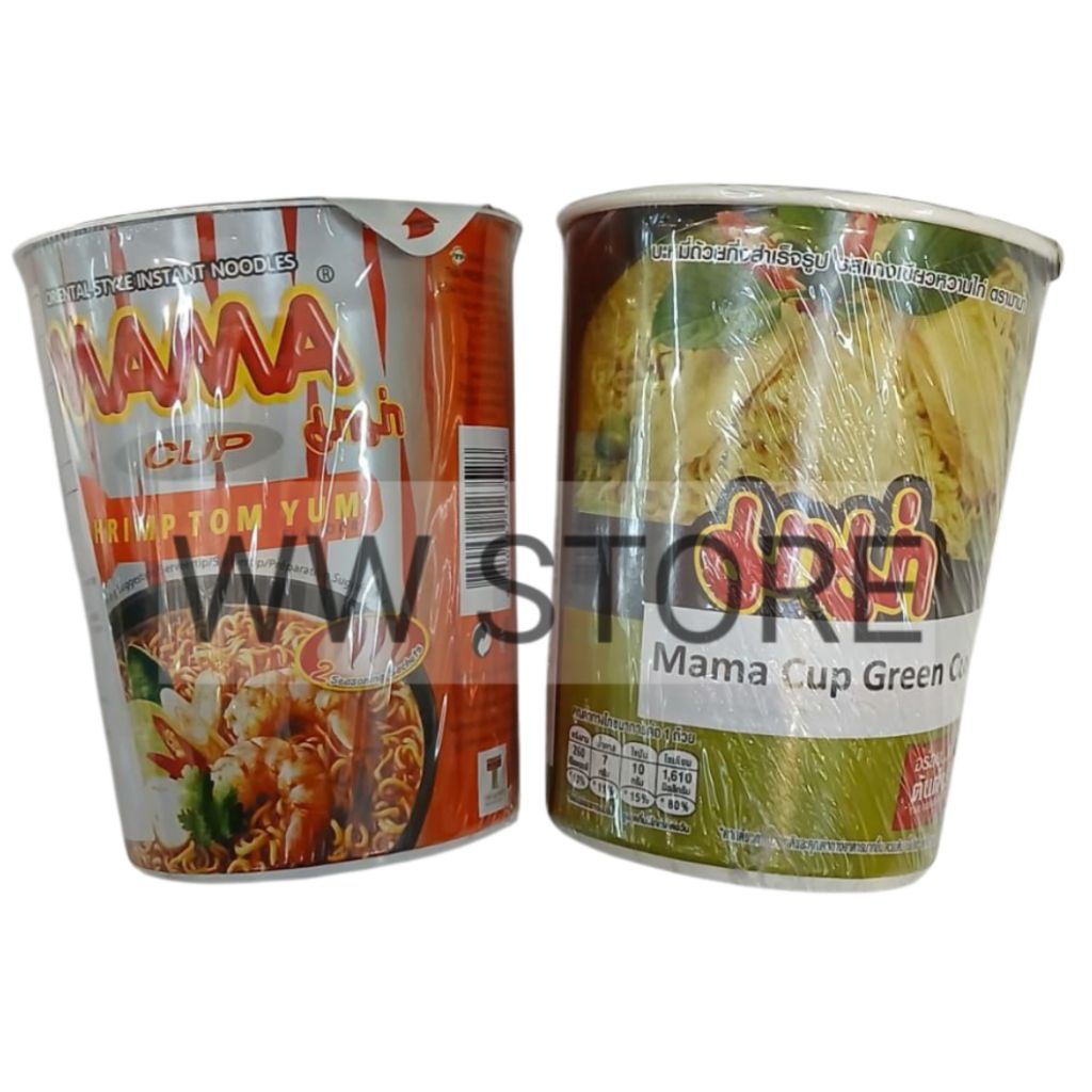 Mi mie kuah instan rasa kari hijau udang tomyam tom yum yam Thai Thailand MAMA CUP ORIENTAL STYLE IN