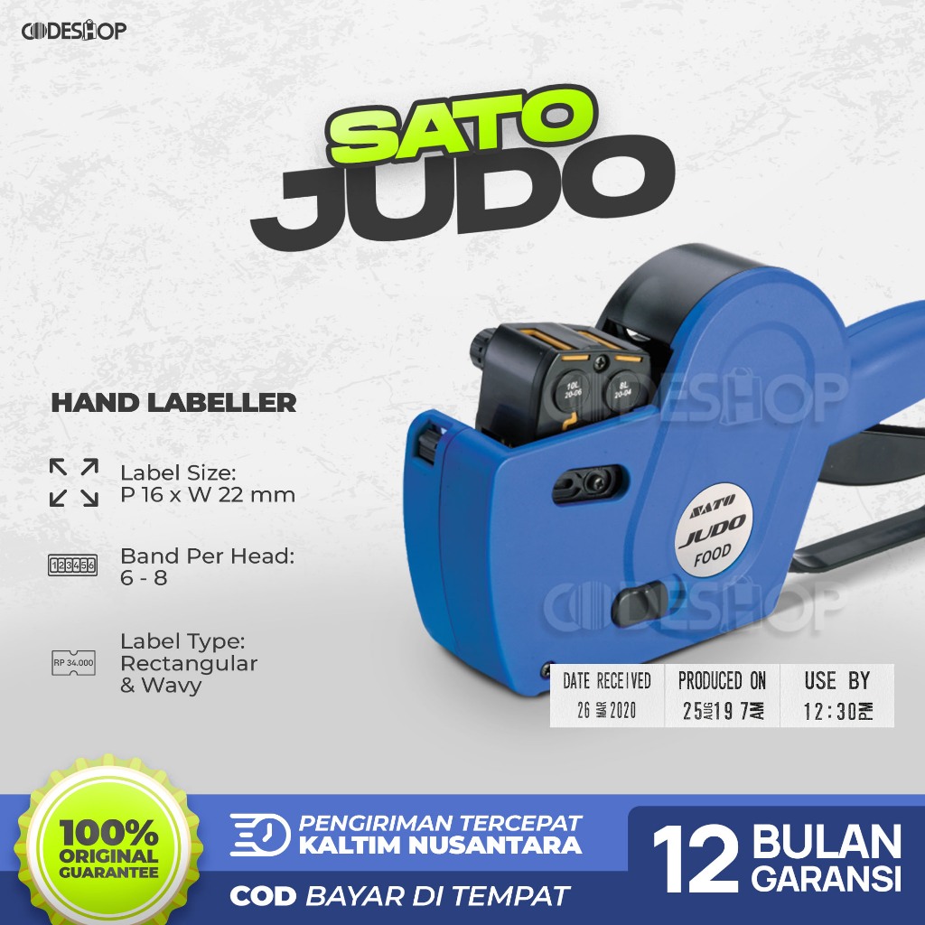 

SATO JUDO 22 Food Handlabel Hand Labeller 2 Baris Label Harga Price Tag Angka Huruf