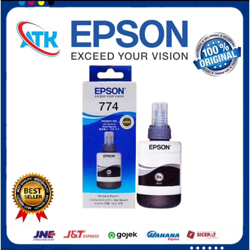 Tinta Epson 774 T7741 ORIGINAL ForPrinter M1100 Quality Pigment Black - Hitam