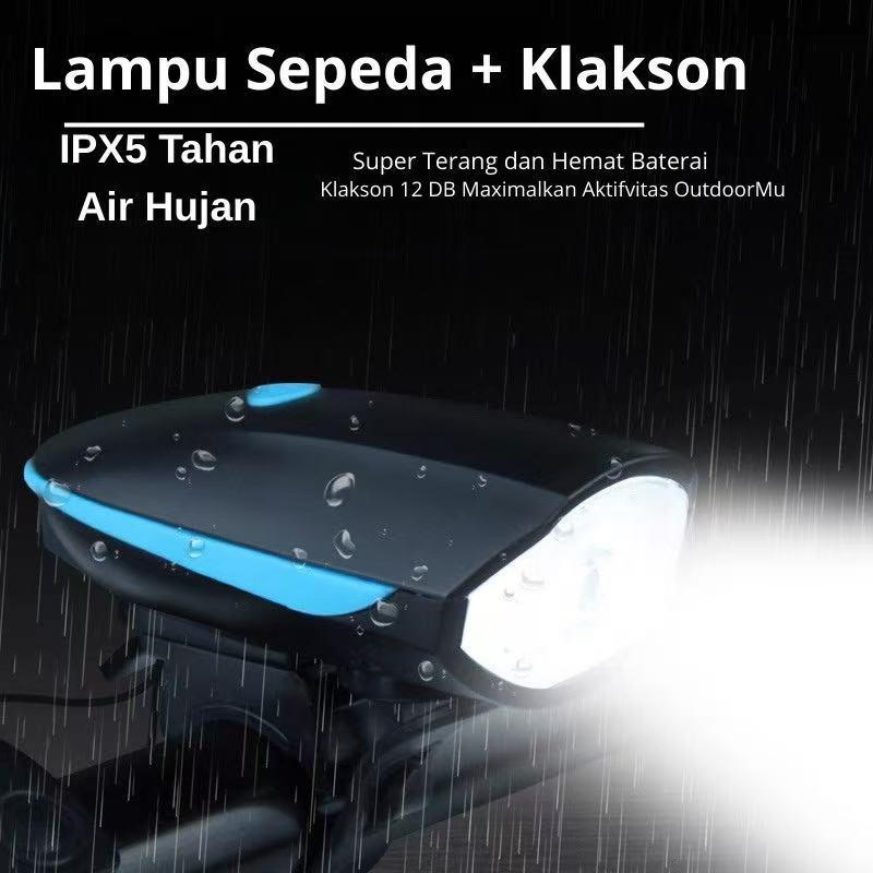 Lampu Sepeda dengan Klakson Tahan Air dan Tahan Hujan Sepeda / Sepeda Gunung Ringan / Lampu Depan Se