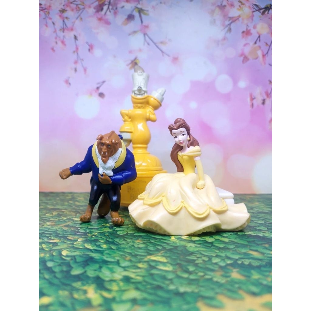 Set 3pcs figure Beauty and the beastPangeran beast Princess Belle Lumiere ori disney mcd happy meal 