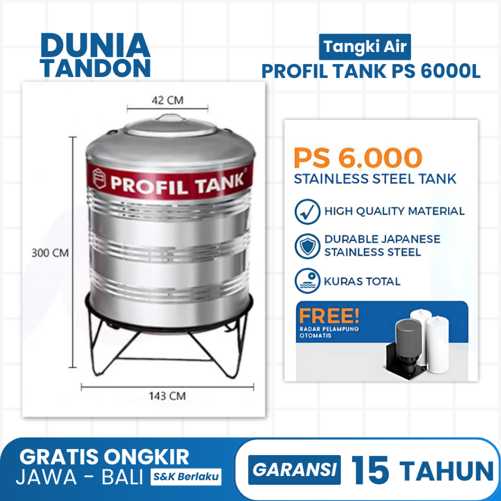 Tandon Toren Tangki Air Stainless  PS 6000 tangki Dengan Kaki Profil Tank / Profil Tank Stainless 60