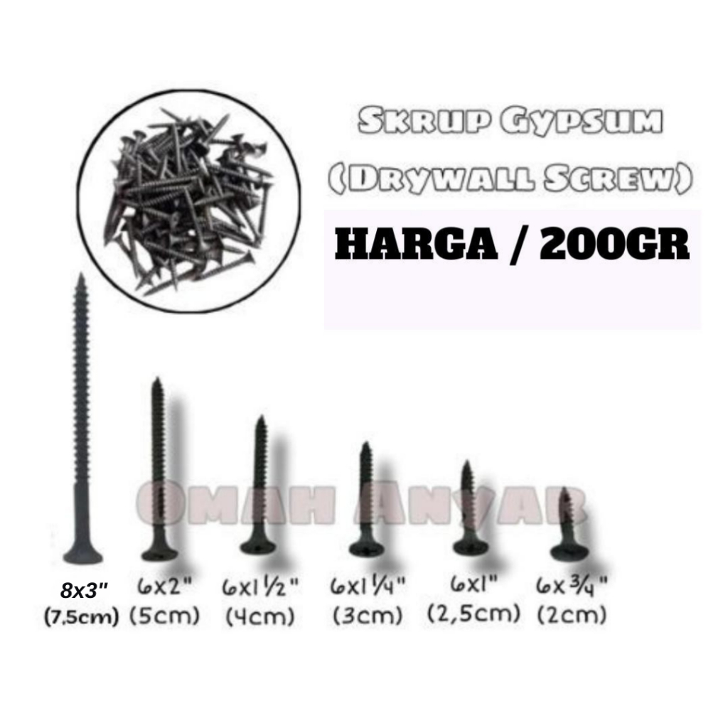 200 GRAM Skrup Sekrup Gipsum Gypsum Drywall Screw Erdos BUKAN TAPING ISP ISJ SIP CHW ecer
