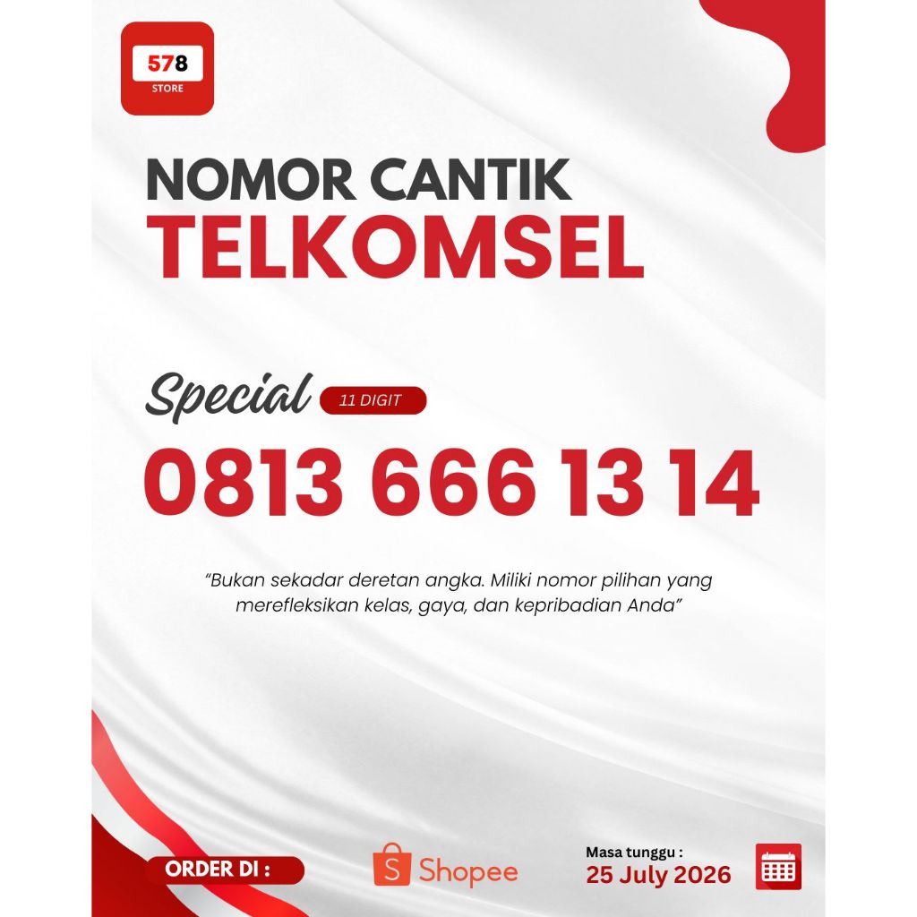 Kartu Perdana Nomor Cantik Telkomsel 11 Digit 0813 666 TANGGA